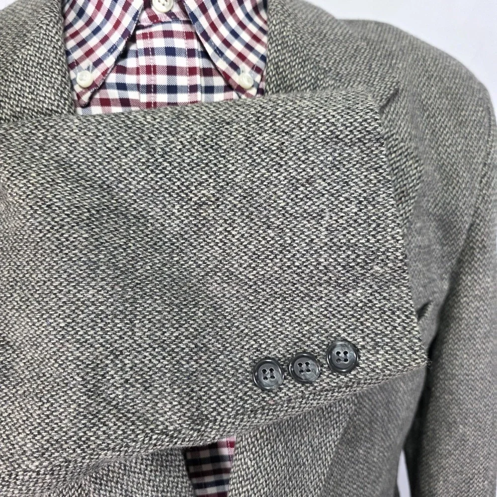 Cambridge Classics Men's Tweed Sport Coat Blazer Gray Herringbone Wool Size 40R‎